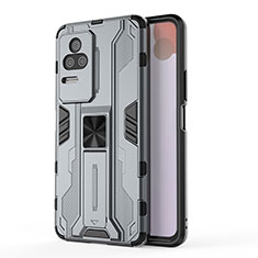 Funda Bumper Silicona y Plastico Mate Carcasa con Magnetico Soporte KC2 para Xiaomi Redmi K50 5G Gris