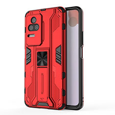 Funda Bumper Silicona y Plastico Mate Carcasa con Magnetico Soporte KC2 para Xiaomi Redmi K50 5G Rojo