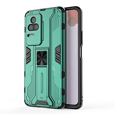 Funda Bumper Silicona y Plastico Mate Carcasa con Magnetico Soporte KC2 para Xiaomi Redmi K50 5G Verde