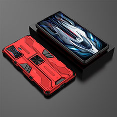 Funda Bumper Silicona y Plastico Mate Carcasa con Magnetico Soporte KC2 para Xiaomi Redmi K50 Gaming 5G Rojo