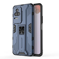 Funda Bumper Silicona y Plastico Mate Carcasa con Magnetico Soporte KC2 para Xiaomi Redmi K50 Pro 5G Azul