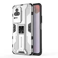 Funda Bumper Silicona y Plastico Mate Carcasa con Magnetico Soporte KC2 para Xiaomi Redmi K50 Pro 5G Blanco