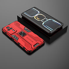 Funda Bumper Silicona y Plastico Mate Carcasa con Magnetico Soporte KC2 para Xiaomi Redmi K60E 5G Rojo