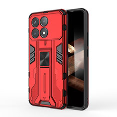 Funda Bumper Silicona y Plastico Mate Carcasa con Magnetico Soporte KC2 para Xiaomi Redmi K70 Pro 5G Rojo