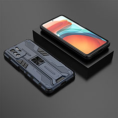 Funda Bumper Silicona y Plastico Mate Carcasa con Magnetico Soporte KC2 para Xiaomi Redmi Note 10 Pro 5G Azul