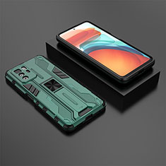 Funda Bumper Silicona y Plastico Mate Carcasa con Magnetico Soporte KC2 para Xiaomi Redmi Note 10 Pro 5G Verde