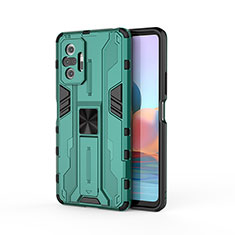 Funda Bumper Silicona y Plastico Mate Carcasa con Magnetico Soporte KC2 para Xiaomi Redmi Note 10 Pro Max Verde