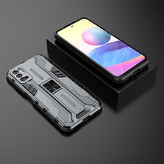 Funda Bumper Silicona y Plastico Mate Carcasa con Magnetico Soporte KC2 para Xiaomi Redmi Note 10T 5G Gris