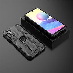 Funda Bumper Silicona y Plastico Mate Carcasa con Magnetico Soporte KC2 para Xiaomi Redmi Note 10T 5G Negro