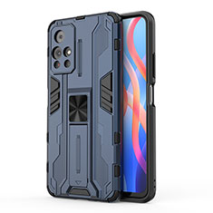 Funda Bumper Silicona y Plastico Mate Carcasa con Magnetico Soporte KC2 para Xiaomi Redmi Note 11 5G Azul