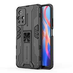 Funda Bumper Silicona y Plastico Mate Carcasa con Magnetico Soporte KC2 para Xiaomi Redmi Note 11 5G Negro