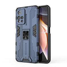 Funda Bumper Silicona y Plastico Mate Carcasa con Magnetico Soporte KC2 para Xiaomi Redmi Note 11 Pro+ Plus 5G Azul