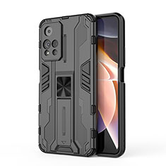 Funda Bumper Silicona y Plastico Mate Carcasa con Magnetico Soporte KC2 para Xiaomi Redmi Note 11 Pro+ Plus 5G Negro