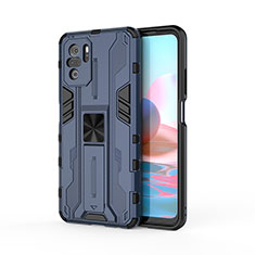 Funda Bumper Silicona y Plastico Mate Carcasa con Magnetico Soporte KC2 para Xiaomi Redmi Note 11 SE India 4G Azul