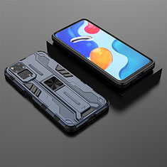 Funda Bumper Silicona y Plastico Mate Carcasa con Magnetico Soporte KC2 para Xiaomi Redmi Note 11S 4G Azul