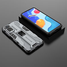 Funda Bumper Silicona y Plastico Mate Carcasa con Magnetico Soporte KC2 para Xiaomi Redmi Note 11S 4G Gris