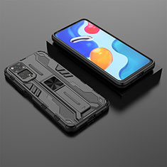 Funda Bumper Silicona y Plastico Mate Carcasa con Magnetico Soporte KC2 para Xiaomi Redmi Note 11S 4G Negro