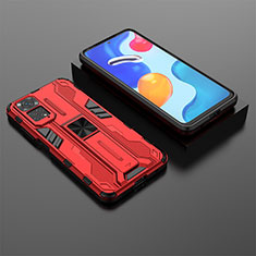 Funda Bumper Silicona y Plastico Mate Carcasa con Magnetico Soporte KC2 para Xiaomi Redmi Note 11S 4G Rojo