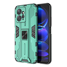 Funda Bumper Silicona y Plastico Mate Carcasa con Magnetico Soporte KC2 para Xiaomi Redmi Note 12 4G Verde