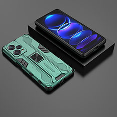 Funda Bumper Silicona y Plastico Mate Carcasa con Magnetico Soporte KC2 para Xiaomi Redmi Note 12 Explorer Verde
