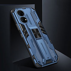 Funda Bumper Silicona y Plastico Mate Carcasa con Magnetico Soporte KC3 para Huawei P50 Azul