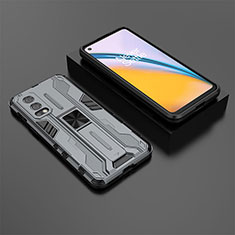 Funda Bumper Silicona y Plastico Mate Carcasa con Magnetico Soporte KC3 para OnePlus Nord 2 5G Gris