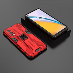 Funda Bumper Silicona y Plastico Mate Carcasa con Magnetico Soporte KC3 para OnePlus Nord 2 5G Rojo