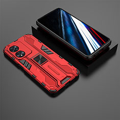 Funda Bumper Silicona y Plastico Mate Carcasa con Magnetico Soporte KC3 para Oppo A78 4G Rojo