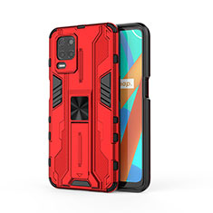 Funda Bumper Silicona y Plastico Mate Carcasa con Magnetico Soporte KC3 para Realme 8 5G Rojo