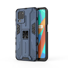 Funda Bumper Silicona y Plastico Mate Carcasa con Magnetico Soporte KC3 para Realme 8s 5G Azul