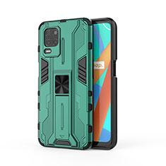 Funda Bumper Silicona y Plastico Mate Carcasa con Magnetico Soporte KC3 para Realme 8s 5G Verde