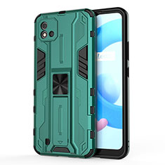 Funda Bumper Silicona y Plastico Mate Carcasa con Magnetico Soporte KC3 para Realme C11 (2021) Verde