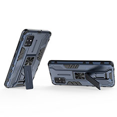 Funda Bumper Silicona y Plastico Mate Carcasa con Magnetico Soporte KC3 para Samsung Galaxy M40S Azul