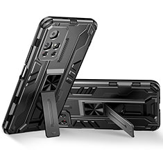 Funda Bumper Silicona y Plastico Mate Carcasa con Magnetico Soporte KC3 para Xiaomi Redmi Note 11S 5G Negro