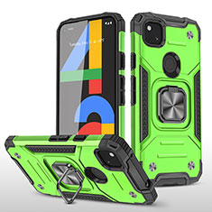 Funda Bumper Silicona y Plastico Mate Carcasa con Magnetico Soporte MQ1 para Google Pixel 4a Verde