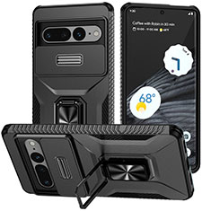 Funda Bumper Silicona y Plastico Mate Carcasa con Magnetico Soporte MQ1 para Google Pixel 7 Pro 5G Negro