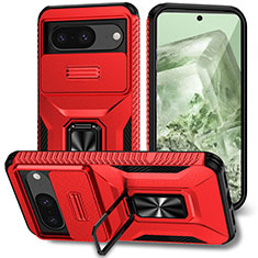 Funda Bumper Silicona y Plastico Mate Carcasa con Magnetico Soporte MQ1 para Google Pixel 8 5G Rojo