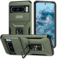 Funda Bumper Silicona y Plastico Mate Carcasa con Magnetico Soporte MQ1 para Google Pixel 8 Pro 5G Verde