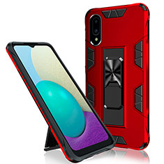 Funda Bumper Silicona y Plastico Mate Carcasa con Magnetico Soporte MQ1 para Samsung Galaxy A02 Rojo