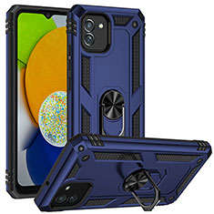 Funda Bumper Silicona y Plastico Mate Carcasa con Magnetico Soporte MQ1 para Samsung Galaxy A03 Azul