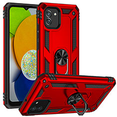 Funda Bumper Silicona y Plastico Mate Carcasa con Magnetico Soporte MQ1 para Samsung Galaxy A03 Rojo