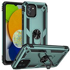 Funda Bumper Silicona y Plastico Mate Carcasa con Magnetico Soporte MQ1 para Samsung Galaxy A03 Verde