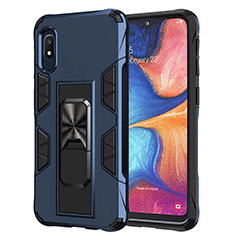 Funda Bumper Silicona y Plastico Mate Carcasa con Magnetico Soporte MQ1 para Samsung Galaxy A10e Azul