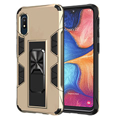 Funda Bumper Silicona y Plastico Mate Carcasa con Magnetico Soporte MQ1 para Samsung Galaxy A10e Oro