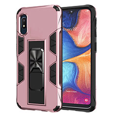 Funda Bumper Silicona y Plastico Mate Carcasa con Magnetico Soporte MQ1 para Samsung Galaxy A10e Oro Rosa