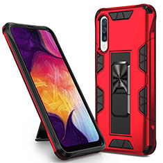 Funda Bumper Silicona y Plastico Mate Carcasa con Magnetico Soporte MQ1 para Samsung Galaxy A30S Rojo
