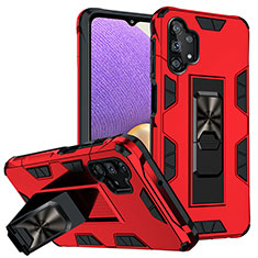 Funda Bumper Silicona y Plastico Mate Carcasa con Magnetico Soporte MQ1 para Samsung Galaxy A32 4G Rojo