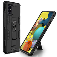 Funda Bumper Silicona y Plastico Mate Carcasa con Magnetico Soporte MQ1 para Samsung Galaxy A51 4G Negro