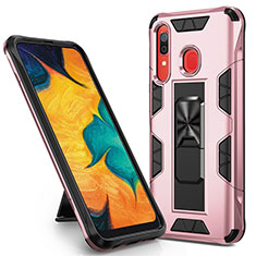 Funda Bumper Silicona y Plastico Mate Carcasa con Magnetico Soporte MQ1 para Samsung Galaxy M10S Oro Rosa