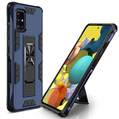 Funda Bumper Silicona y Plastico Mate Carcasa con Magnetico Soporte MQ1 para Samsung Galaxy M40S Azul